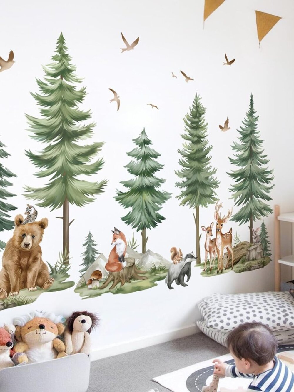 Mountain Tree Wall Decals Forest Animals Bear Deer Wall Stickers
